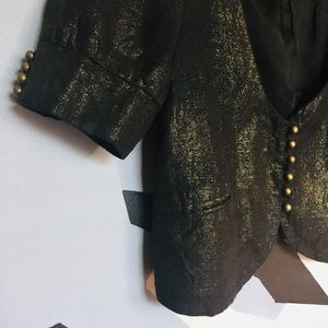 ❤️H&M Black Gold Cropped Bolero Jacket Topper 2/4
